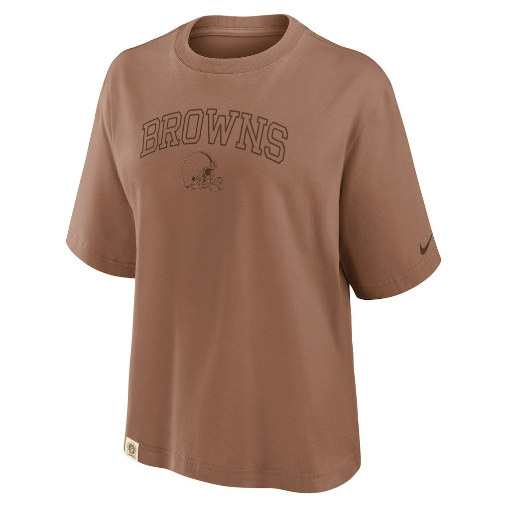 Cleveland Browns Women's Glory Arch Boxy T-Shirt Brown