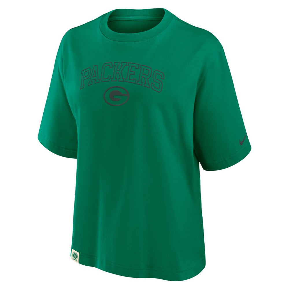 Green Bay Packers Women's Glory Arch Boxy T-Shirt Green