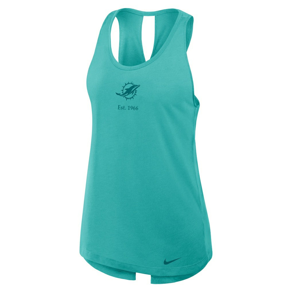 Miami Dolphins Women's Glory Open-Back Crisscross Dri-FIT Tank Top Aqua