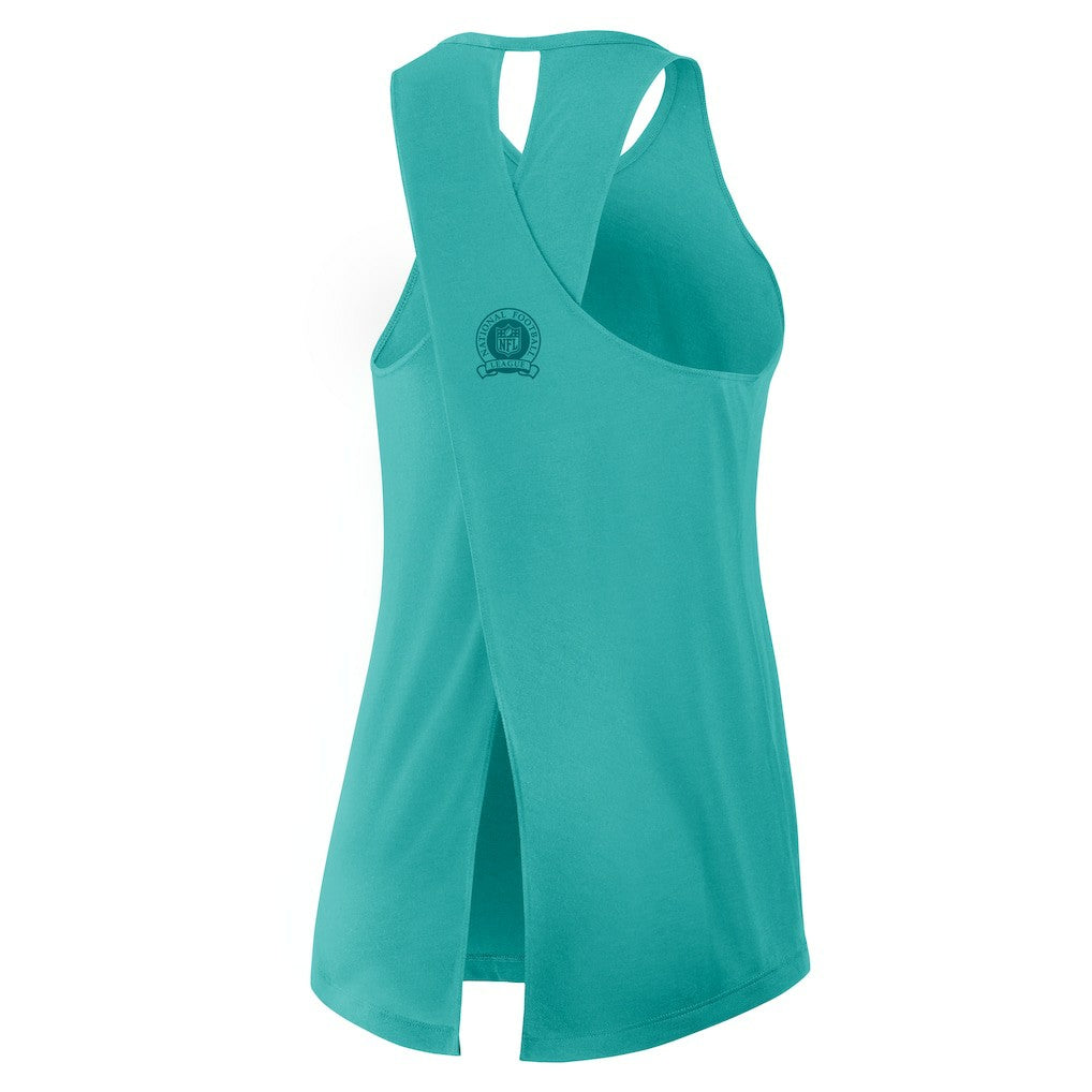 Miami Dolphins Women's Glory Open-Back Crisscross Dri-FIT Tank Top Aqua