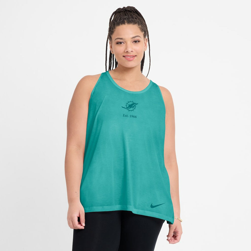 Miami Dolphins Women's Glory Open-Back Crisscross Dri-FIT Tank Top Aqua