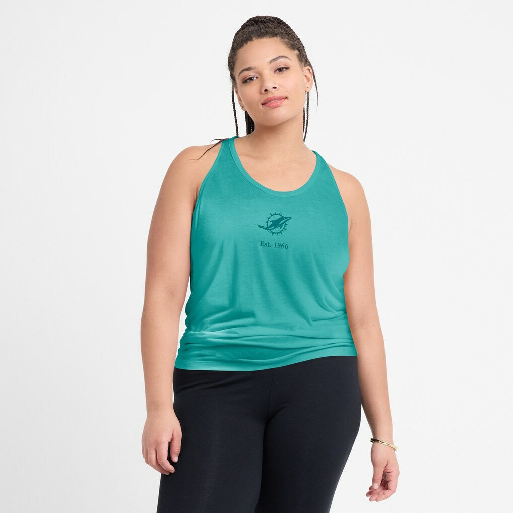 Miami Dolphins Women's Glory Open-Back Crisscross Dri-FIT Tank Top Aqua