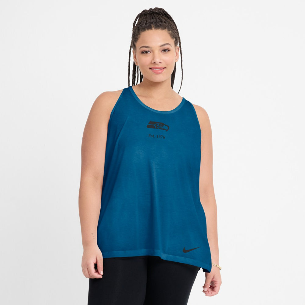 Seattle Seahawks Women's Glory Open-Back Crisscross Dri-FIT Tank Top College Navy