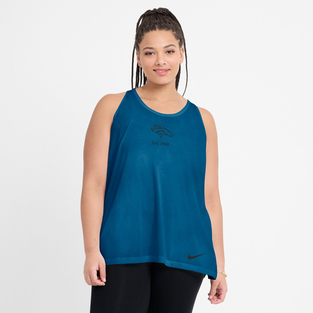 Denver Broncos Women's Glory Open-Back Crisscross Dri-FIT Tank Top Turquoise