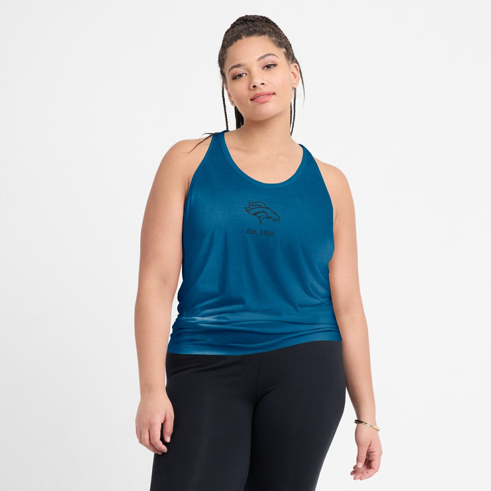 Denver Broncos Women's Glory Open-Back Crisscross Dri-FIT Tank Top Turquoise