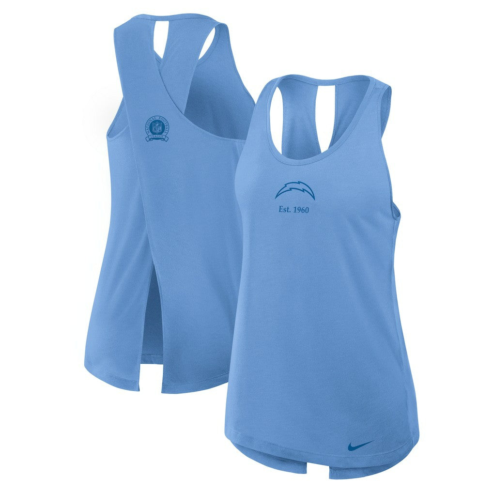 Los Angeles Chargers Women's Glory Open-Back Crisscross Dri-FIT Tank Top Powder Blue