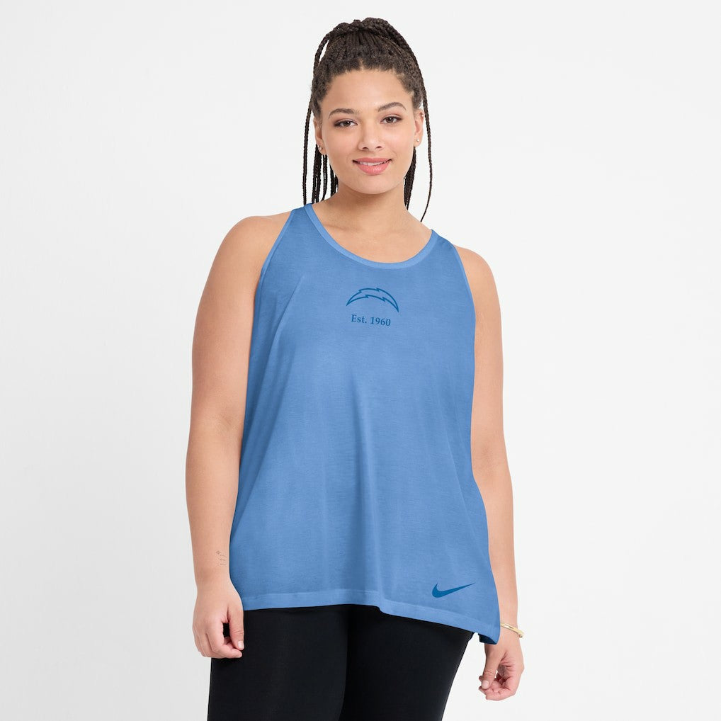 Los Angeles Chargers Women's Glory Open-Back Crisscross Dri-FIT Tank Top Powder Blue