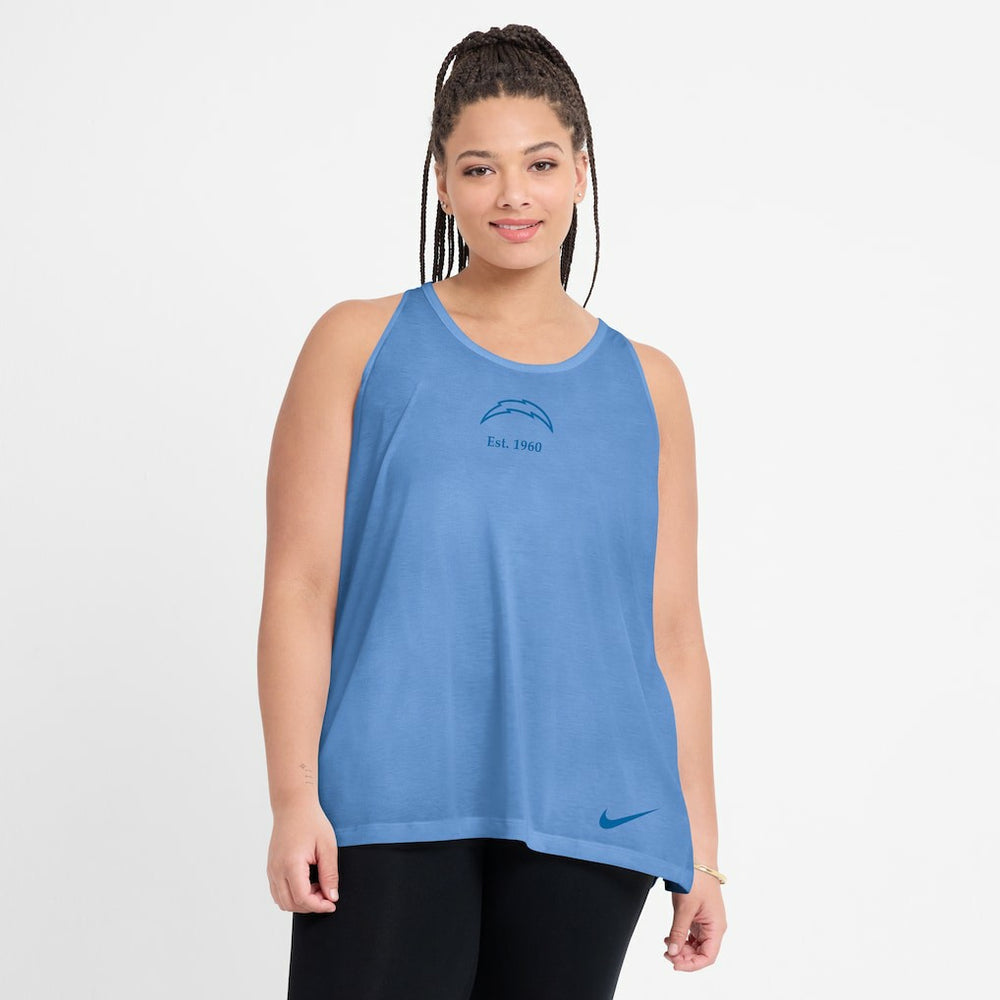 Los Angeles Chargers Women's Glory Open-Back Crisscross Dri-FIT Tank Top Powder Blue