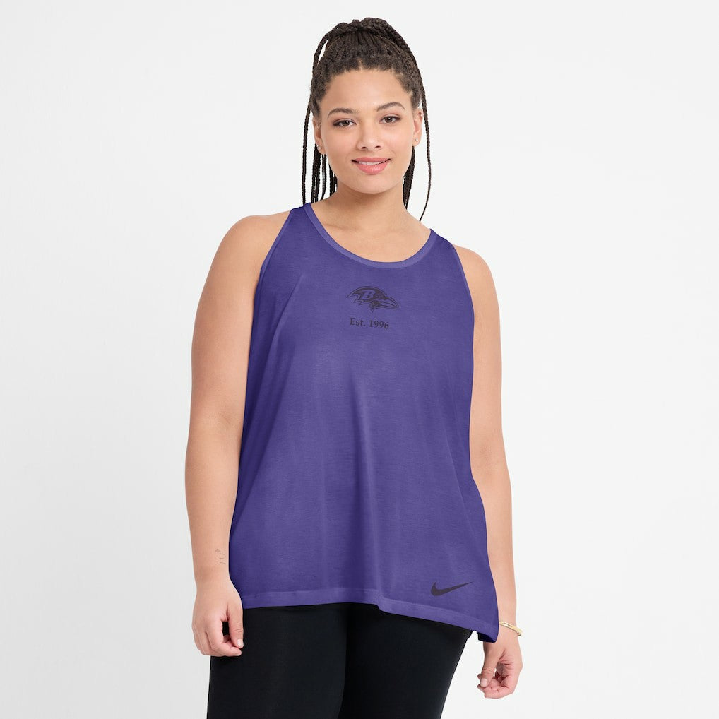Baltimore Ravens Women's Glory Open-Back Crisscross Dri-FIT Tank Top Purple