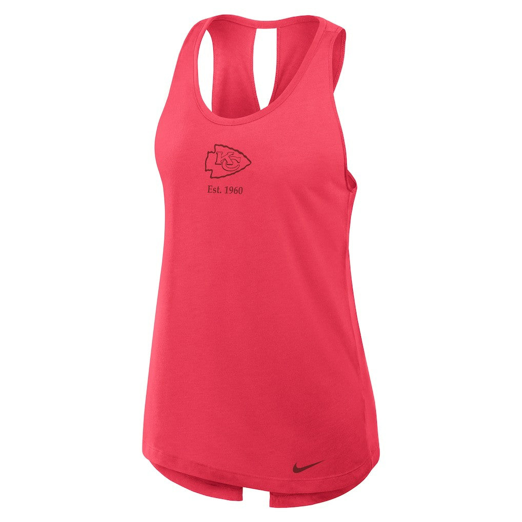Kansas City Chiefs Women's Glory Open-Back Crisscross Dri-FIT Tank Top Light Red