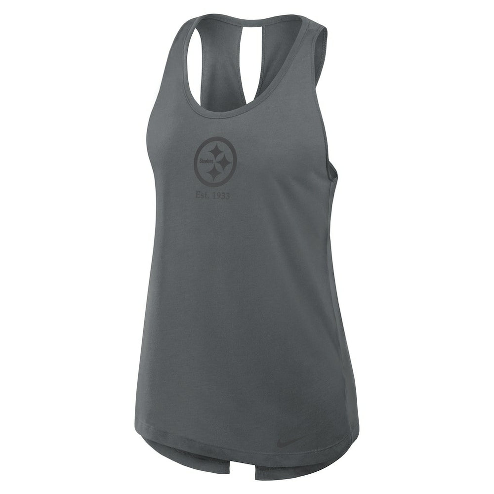 Pittsburgh Steelers Women's Glory Open-Back Crisscross Dri-FIT Tank Top Charcoal