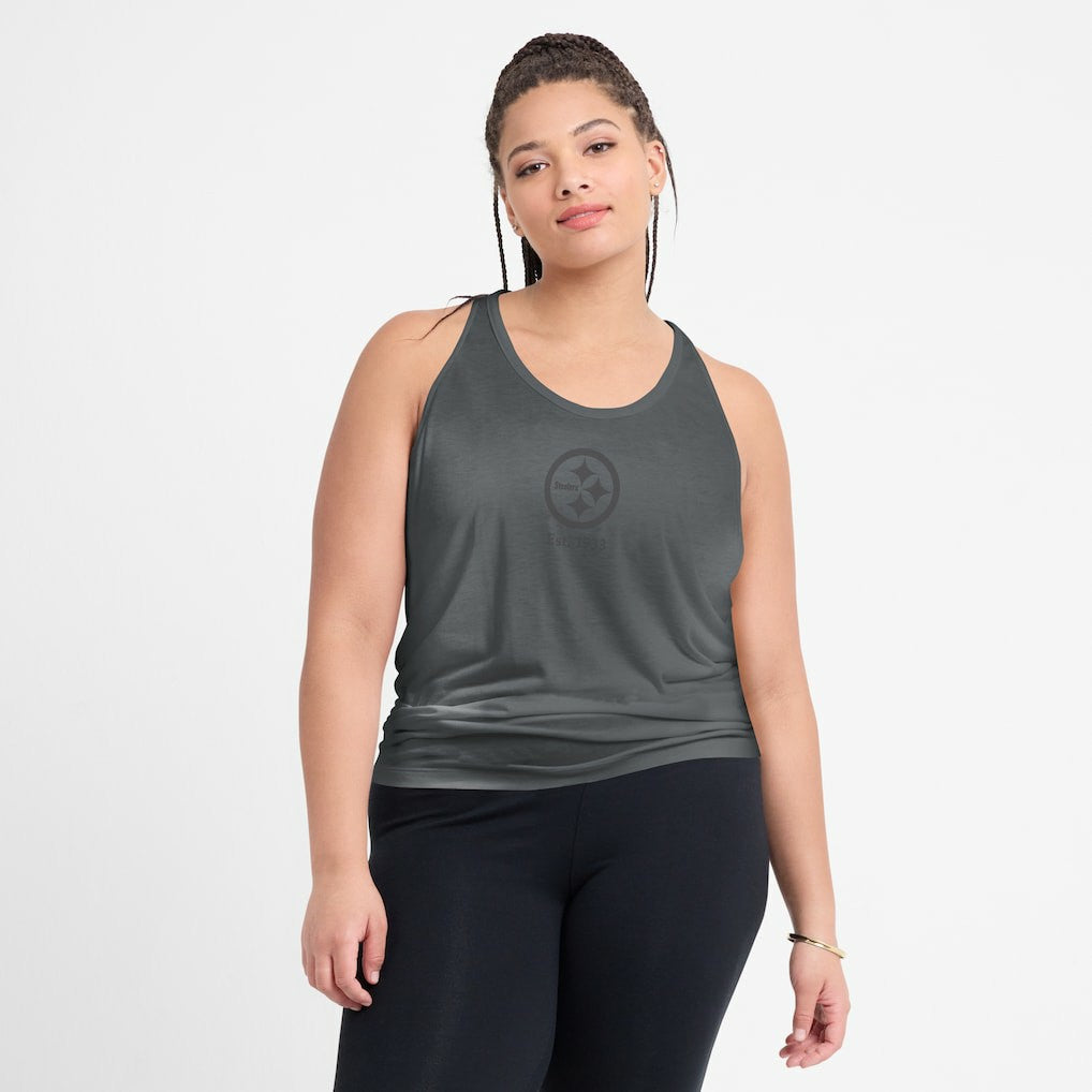Pittsburgh Steelers Women's Glory Open-Back Crisscross Dri-FIT Tank Top Charcoal