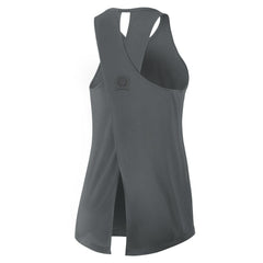 Las Vegas Raiders Women's Glory Open-Back Crisscross Dri-FIT Tank Top Charcoal