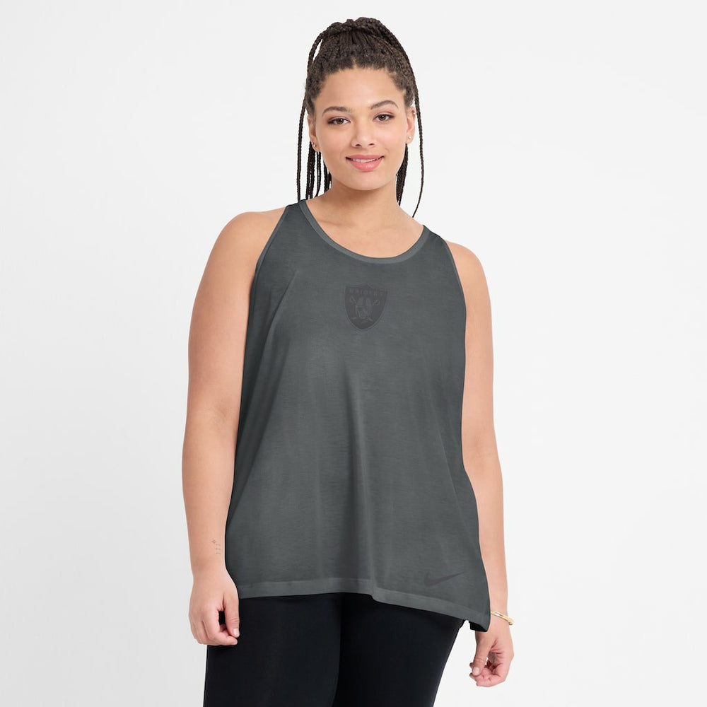 Las Vegas Raiders Women's Glory Open-Back Crisscross Dri-FIT Tank Top Charcoal