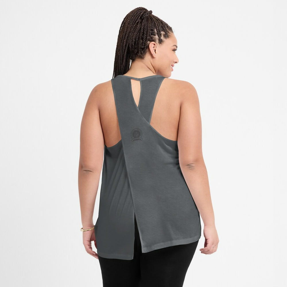 Las Vegas Raiders Women's Glory Open-Back Crisscross Dri-FIT Tank Top Charcoal