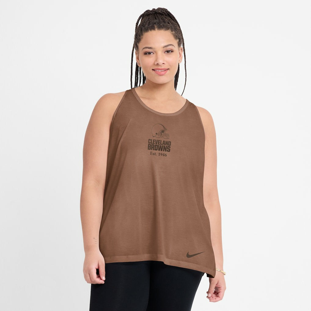 Cleveland Browns Women's Glory Open-Back Crisscross Dri-FIT Tank Top Brown