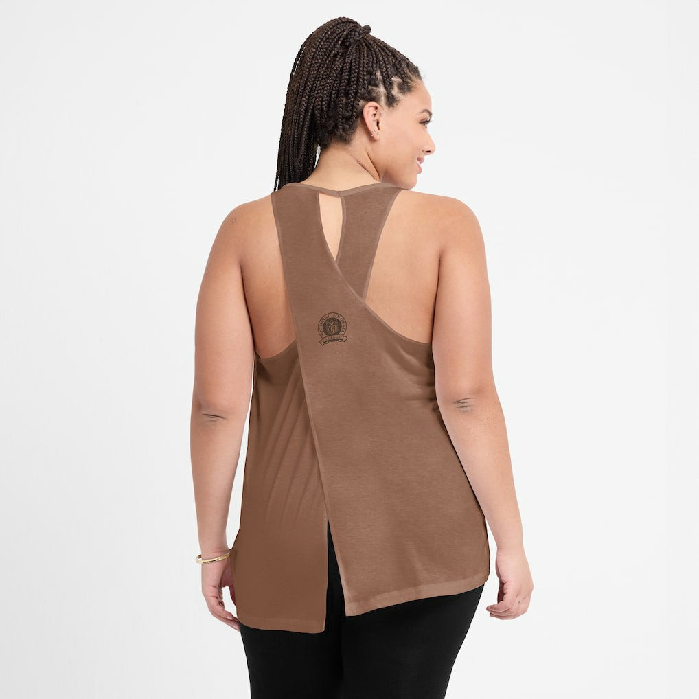 Cleveland Browns Women's Glory Open-Back Crisscross Dri-FIT Tank Top Brown