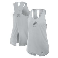 Detroit Lions Women's Glory Open-Back Crisscross Dri-FIT Tank Top Gray