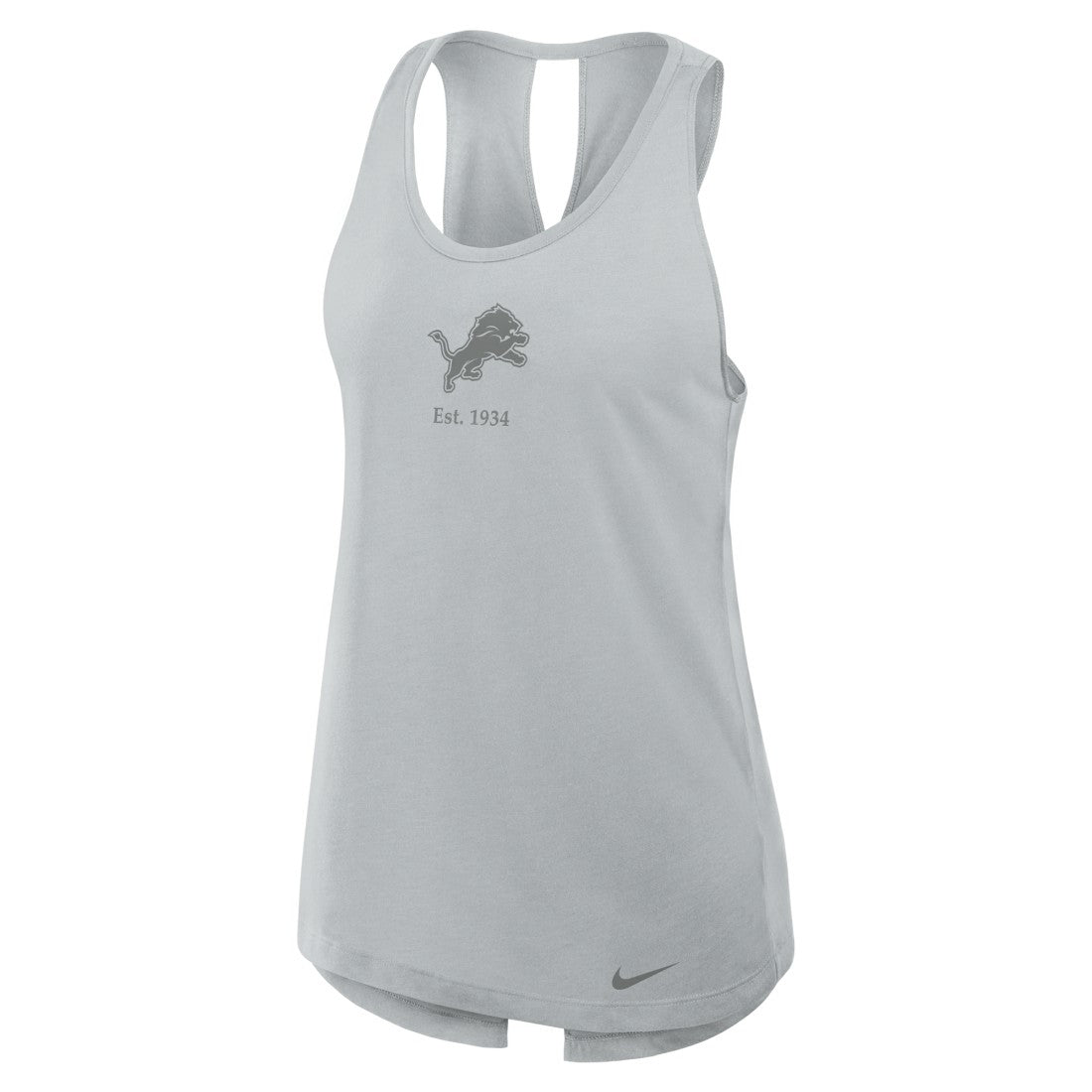 Detroit Lions Women's Glory Open-Back Crisscross Dri-FIT Tank Top Gray
