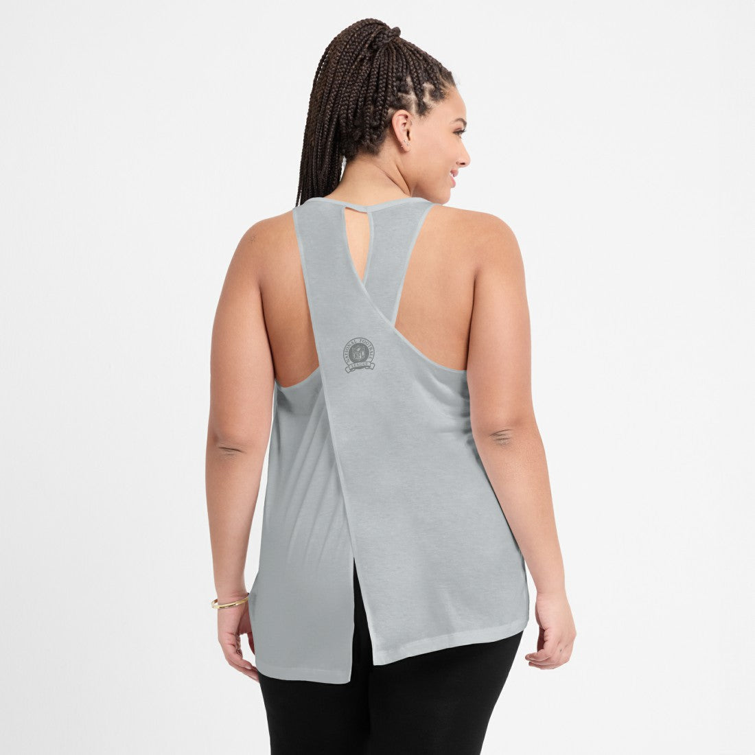 Detroit Lions Women's Glory Open-Back Crisscross Dri-FIT Tank Top Gray