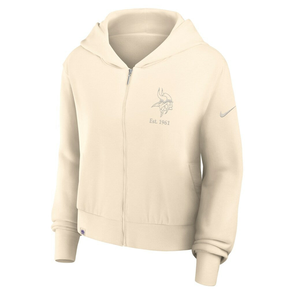Minnesota Vikings Women's Glory Cropped Full-Zip Hoodie Cream