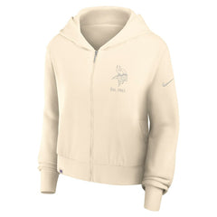 Minnesota Vikings Women's Glory Cropped Full-Zip Hoodie Cream