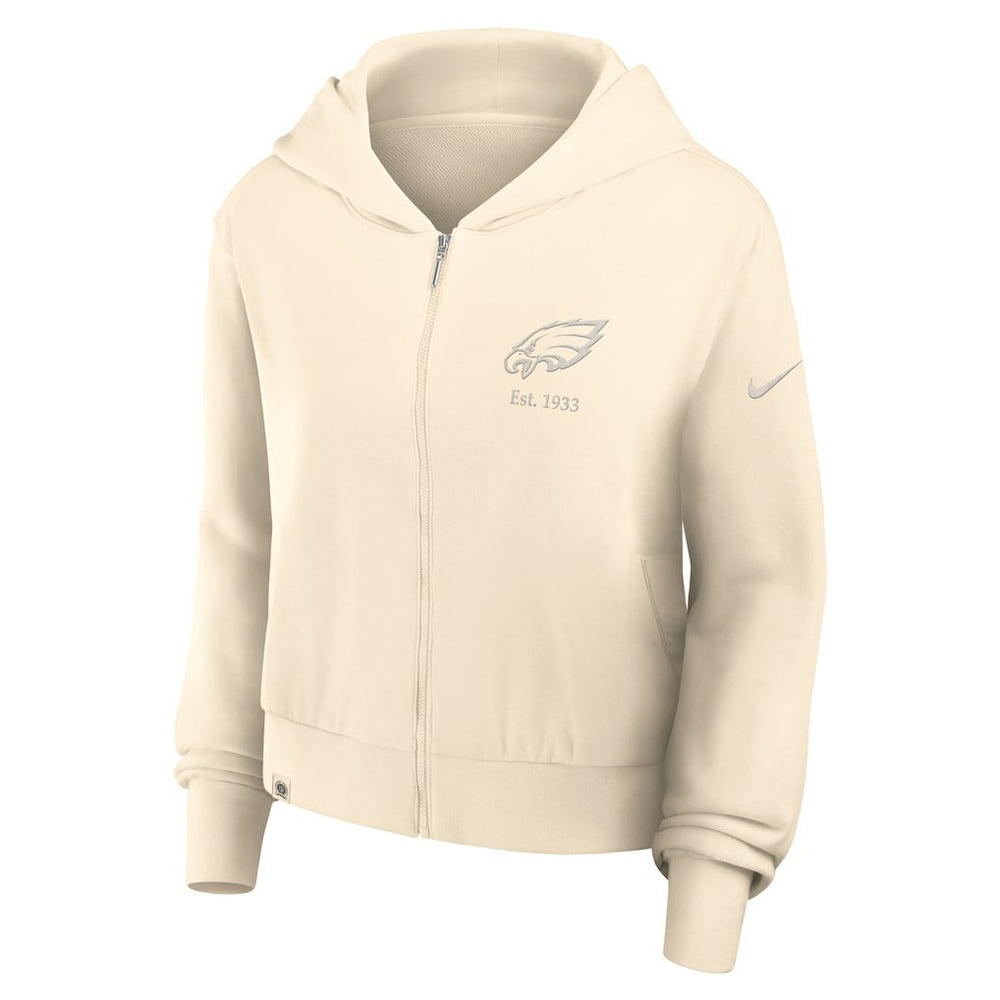 Philadelphia Eagles Women's Glory Cropped Full-Zip Hoodie Cream