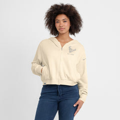Houston Texans Women's Glory Cropped Full-Zip Hoodie Cream