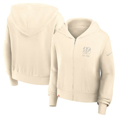 Cincinnati Bengals Women's Glory Cropped Full-Zip Hoodie Cream