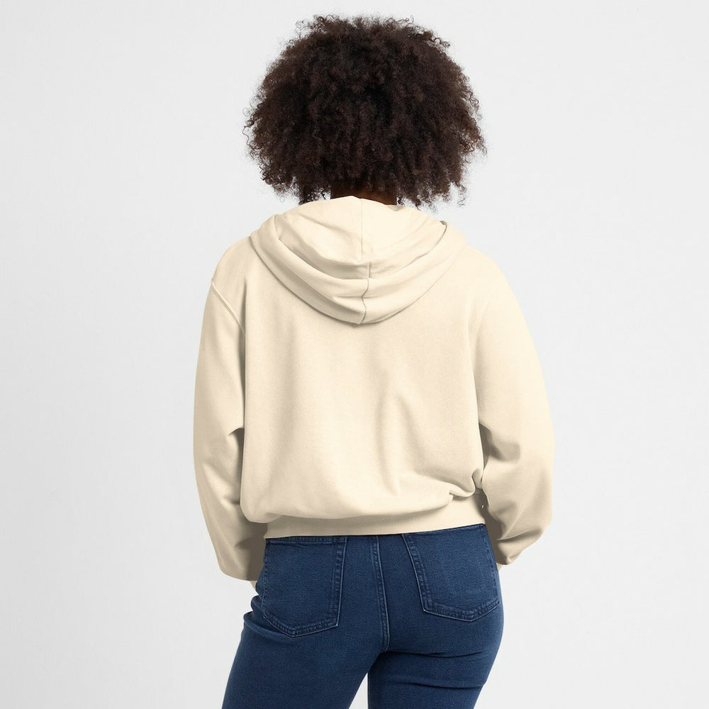 Detroit Lions Women's Glory Cropped Full-Zip Hoodie Cream