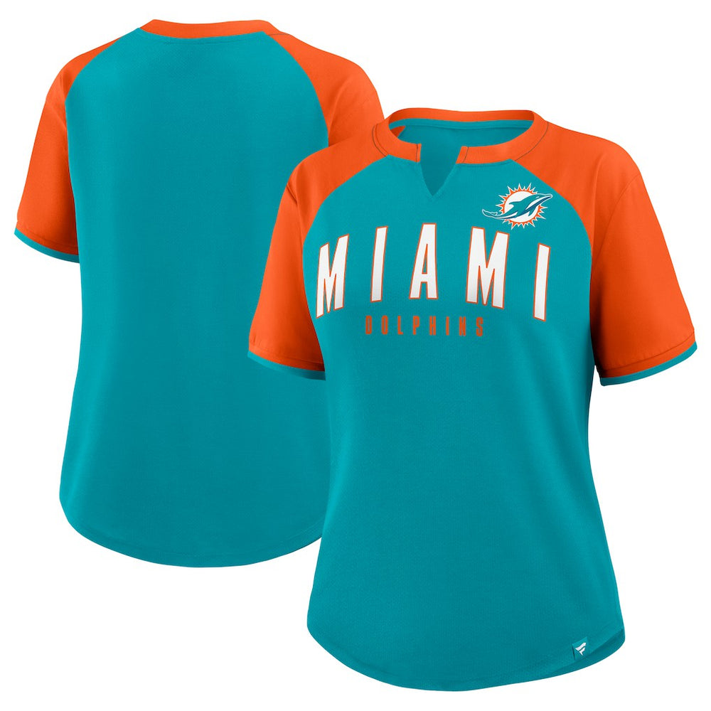 Miami Dolphins Women's Height Advantage T-Shirt Aqua/Orange
