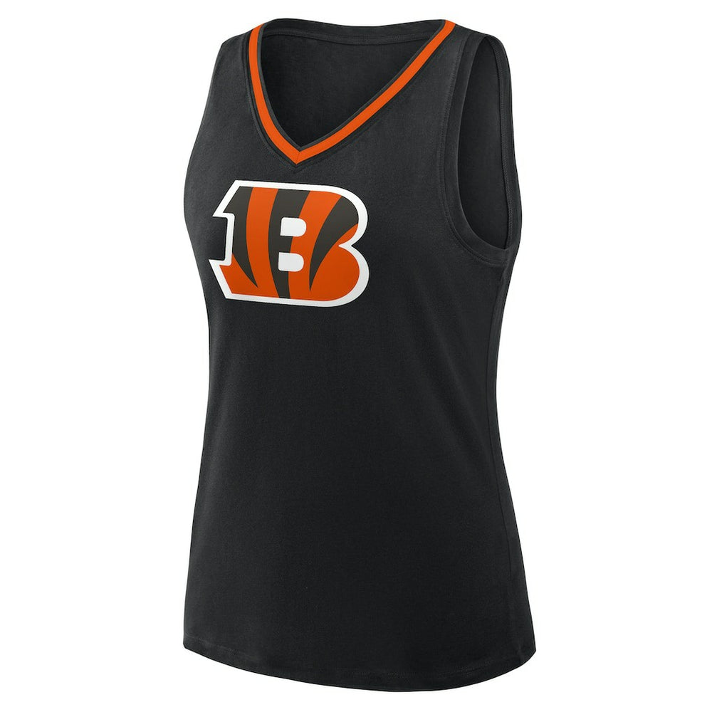Cincinnati Bengals Logo Athletic Women's Stellar Win V-Neck Tank Top Black