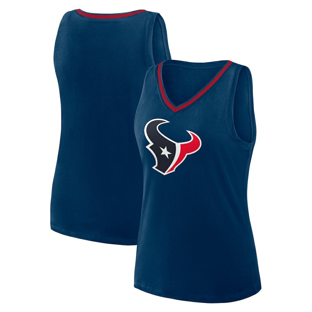Houston Texans Logo Athletic Women's Stellar Win V-Neck Tank Top Navy