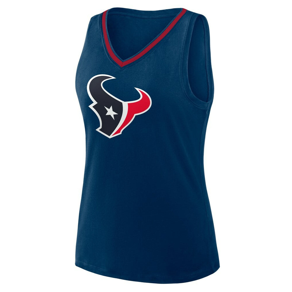 Houston Texans Logo Athletic Women's Stellar Win V-Neck Tank Top Navy