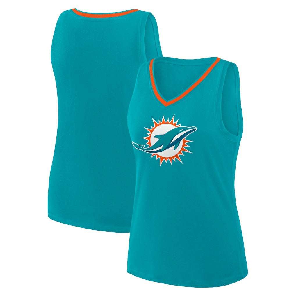 Miami Dolphins Logo Athletic Women's Stellar Win V-Neck Tank Top Aqua