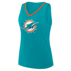 Miami Dolphins Logo Athletic Women's Stellar Win V-Neck Tank Top Aqua