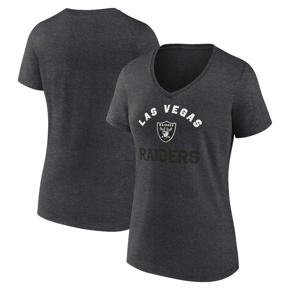 Las Vegas Raiders Logo Athletic Women's Unrivaled V-Neck T-Shirt Heather Charcoal