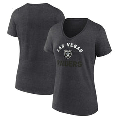 Las Vegas Raiders Logo Athletic Women's Unrivaled V-Neck T-Shirt Heather Charcoal