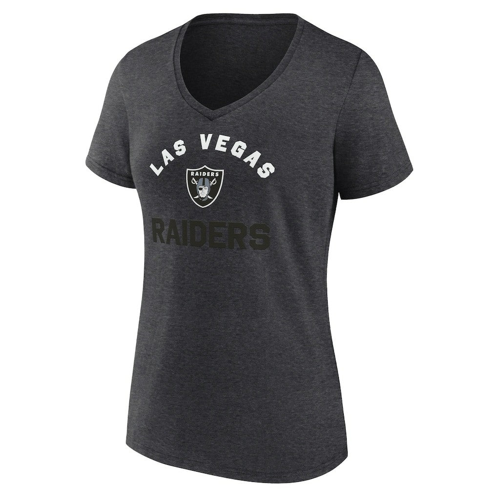 Las Vegas Raiders Logo Athletic Women's Unrivaled V-Neck T-Shirt Heather Charcoal