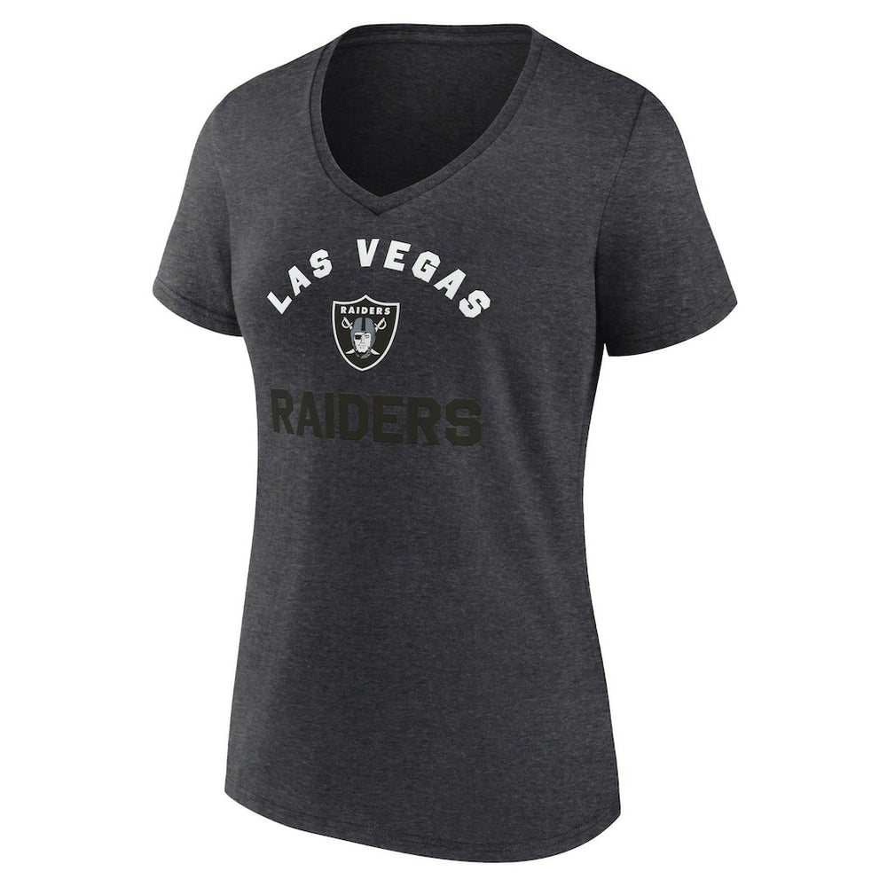 Las Vegas Raiders Logo Athletic Women's Unrivaled V-Neck T-Shirt Heather Charcoal