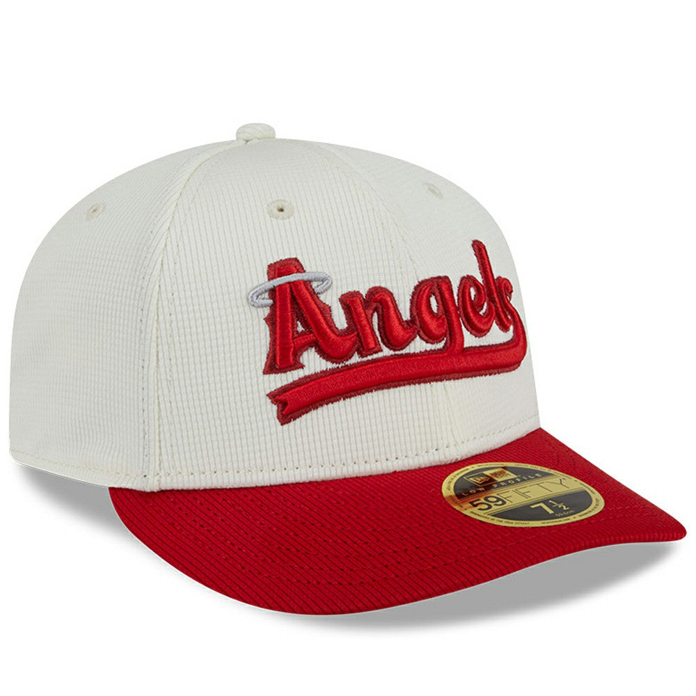 Los Angeles Angels New Era City Connect Batting Practice Low Profile 59FIFTY Fitted Hat - Cream/Red Hats