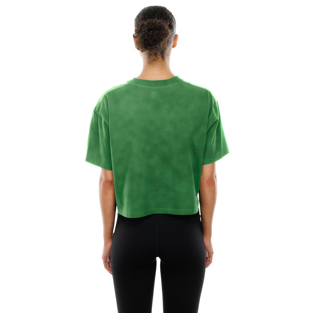 Philadelphia Eagles New Era Women's Cropped Boxy Sport Classics Mineral Wash T-Shirt Kelly Green