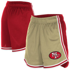 San Francisco 49ers New Era Women's Throwback Sport Classics Mesh Shorts Gold/Scarlet