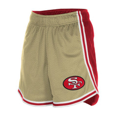 San Francisco 49ers New Era Women's Throwback Sport Classics Mesh Shorts Gold/Scarlet