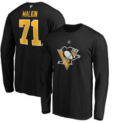 NHL Evgeni Malkin Pittsburgh Penguins Fanatics Authentic Stack Name & Number T-Shirt - Black