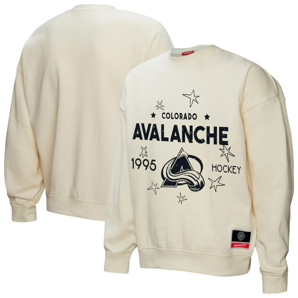 NHL Colorado Avalanche Mitchell & Ness Women's Logo 3.0 Pullover Sweatshirt - Cream