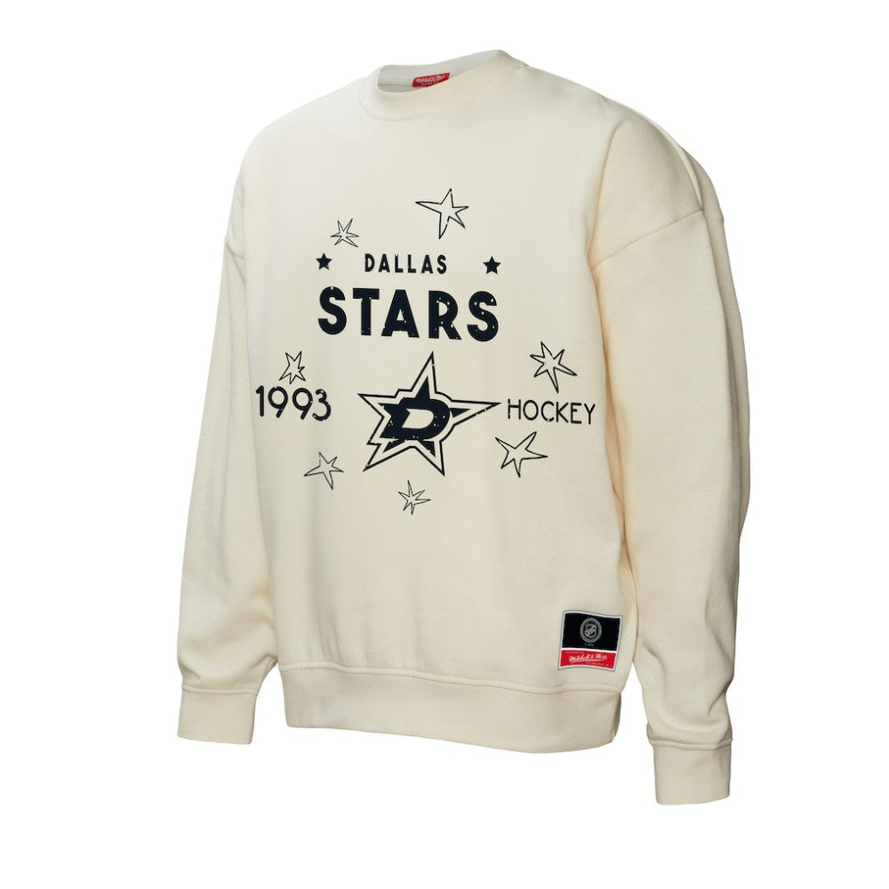 NHL Dallas Stars Mitchell & Ness Women's Logo 3.0 Pullover Sweatshirt - Cream