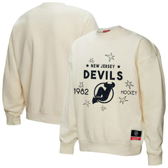 NHL New Jersey Devils Mitchell & Ness Women's Logo 3.0 Pullover Sweatshirt - Cream