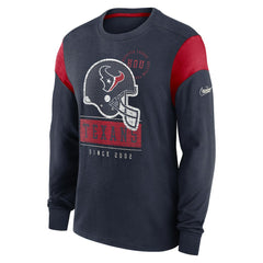 Houston Texans Rewind Playback Helmet Long Sleeve T-Shirt Heather Navy