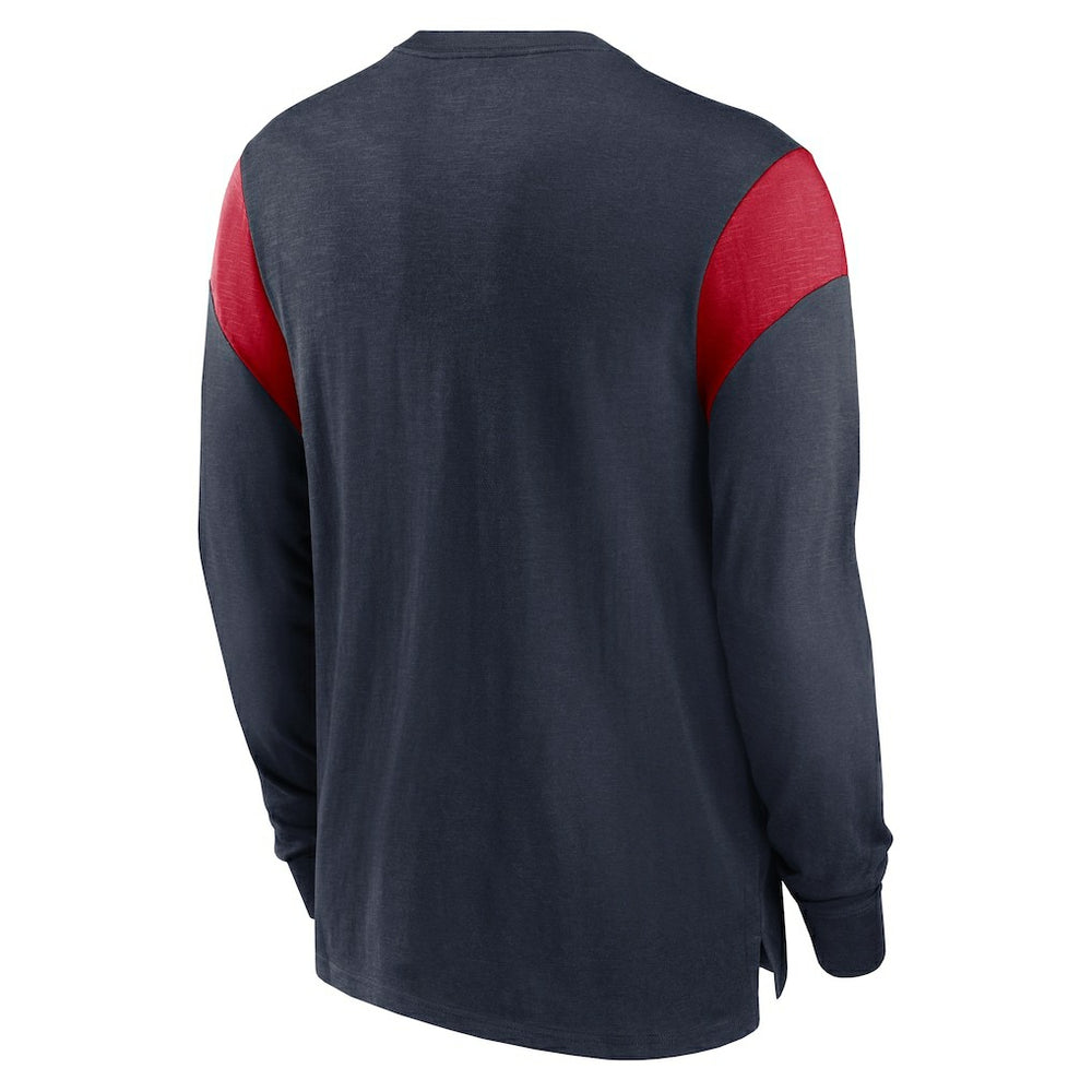 Houston Texans Rewind Playback Helmet Long Sleeve T-Shirt Heather Navy